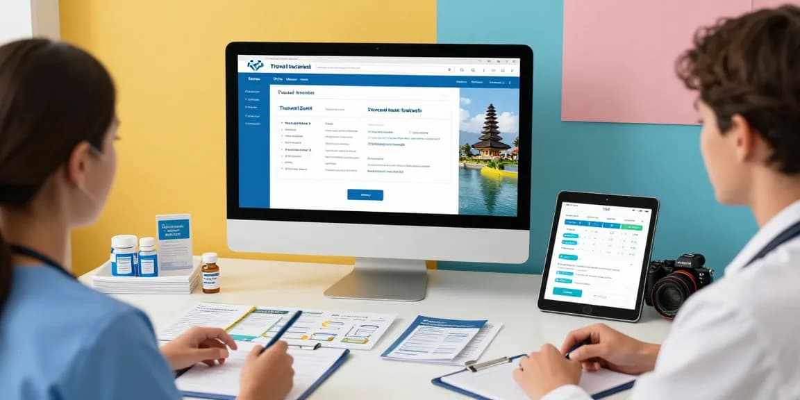 Vaccinaties Bali travel health advisory tools in a modern tech workspace.