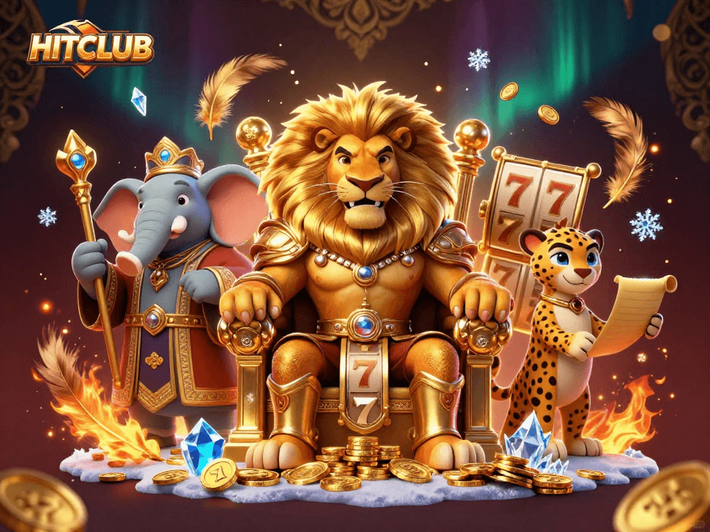 Experience the excitement of HITCLUB with this vibrant 3D digital casino scene.