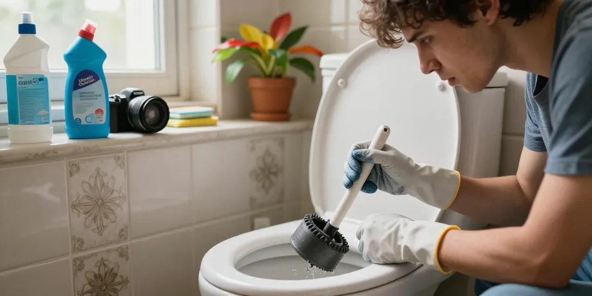 Een verstopte wc in Gent wordt veilig ontstoppt door een professional.