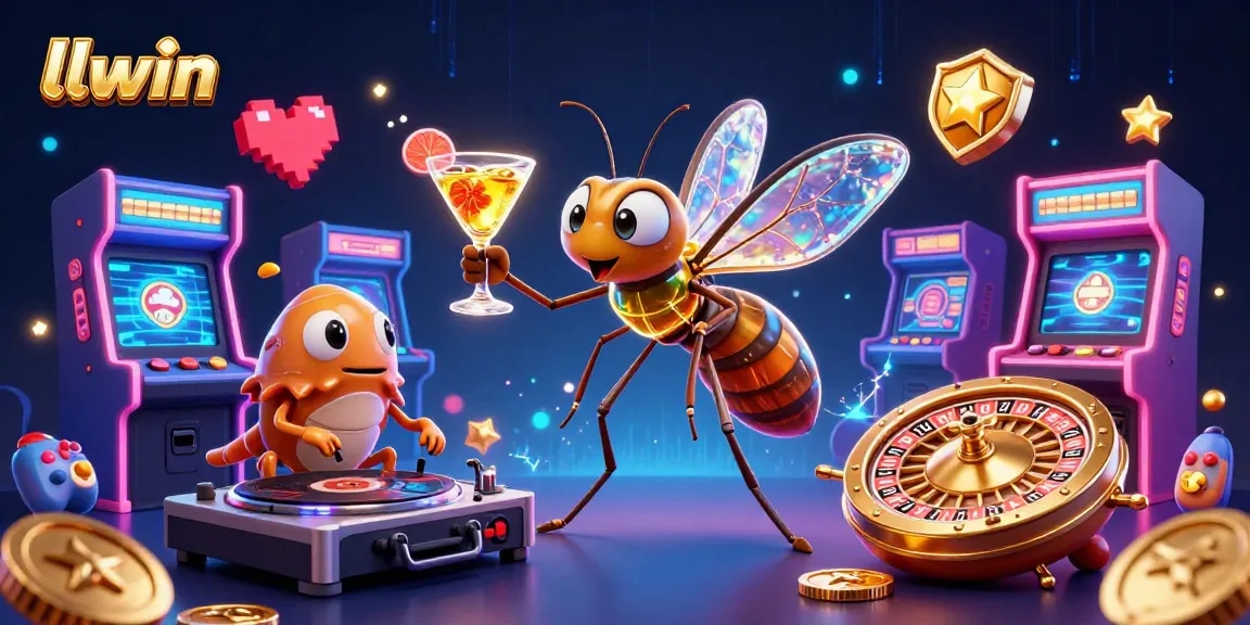 Experience the thrilling llwin gaming world with a lively scene featuring a unique mix of casino elements.