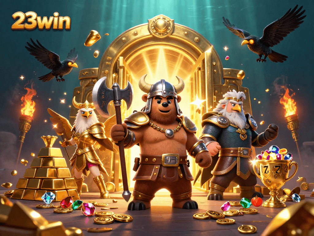 Experience the treasure-filled adventure at 23win casino with a thrilling Viking scene!
