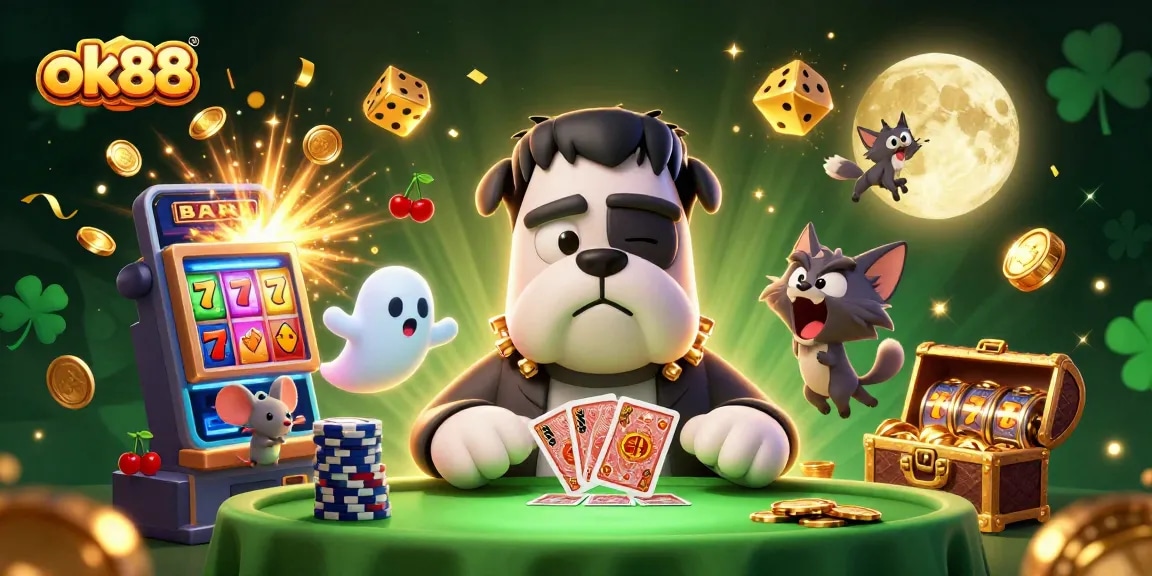 Win big at ok88 with vibrant 3D cartoon characters in a colorful casino scene!