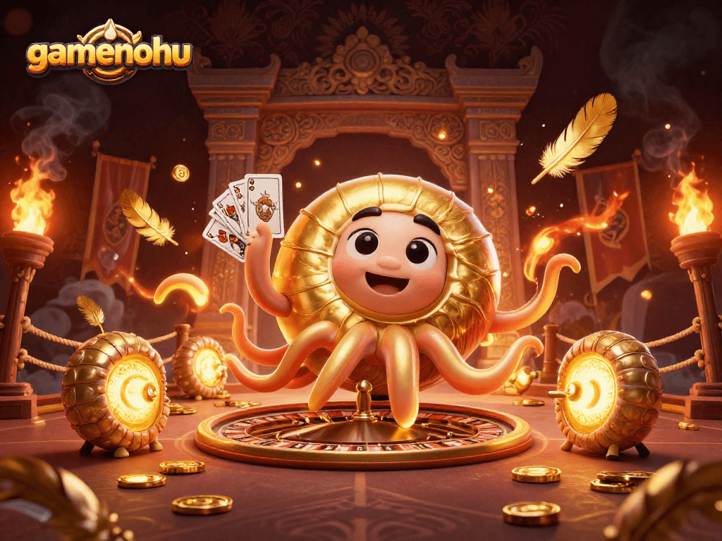 Engage gamenohu with unique casino gaming elements, featuring a dynamic nautilus and glowing ammonites.