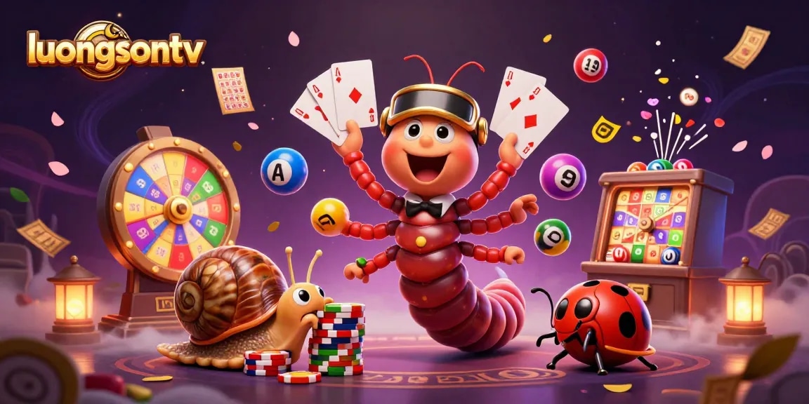 Experience the excitement of luongsontv with unique characters and gambling elements in a vibrant illustration.