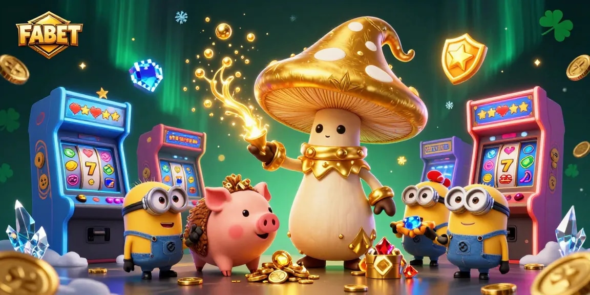 Join FABET with a wizard and whimsical creatures amidst vibrant games and golden treasures.