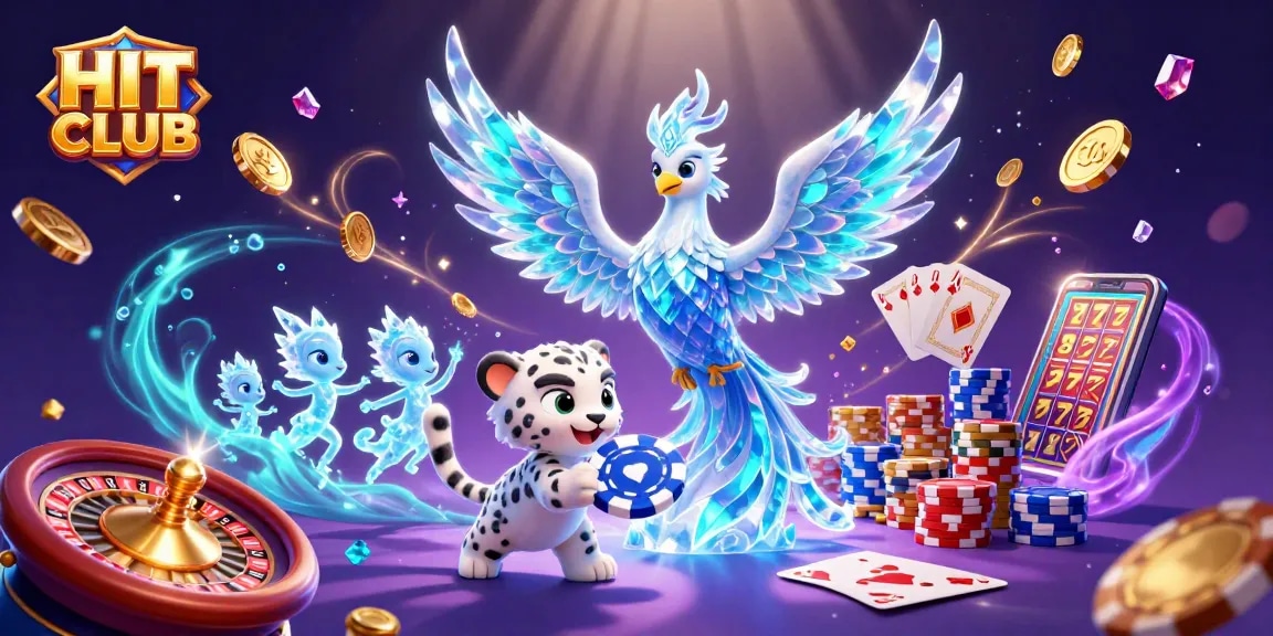 Engage with HIT CLUB's thrilling gaming experience featuring vibrant characters and dynamic casino elements.