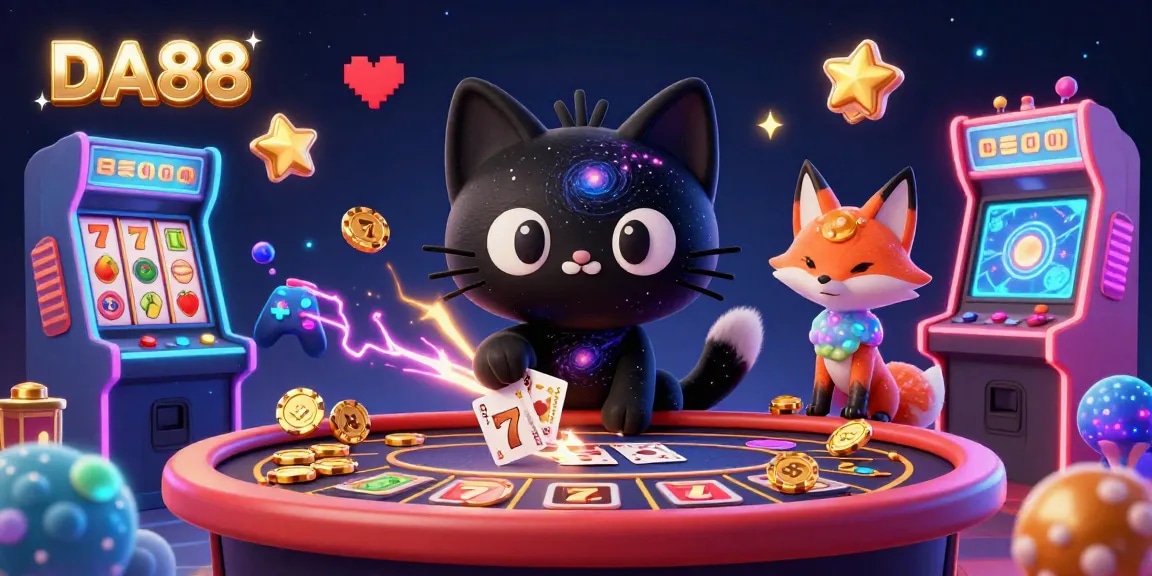 Engage with DA88’s thrilling cosmic casino featuring a black hole cat and nebula fox.