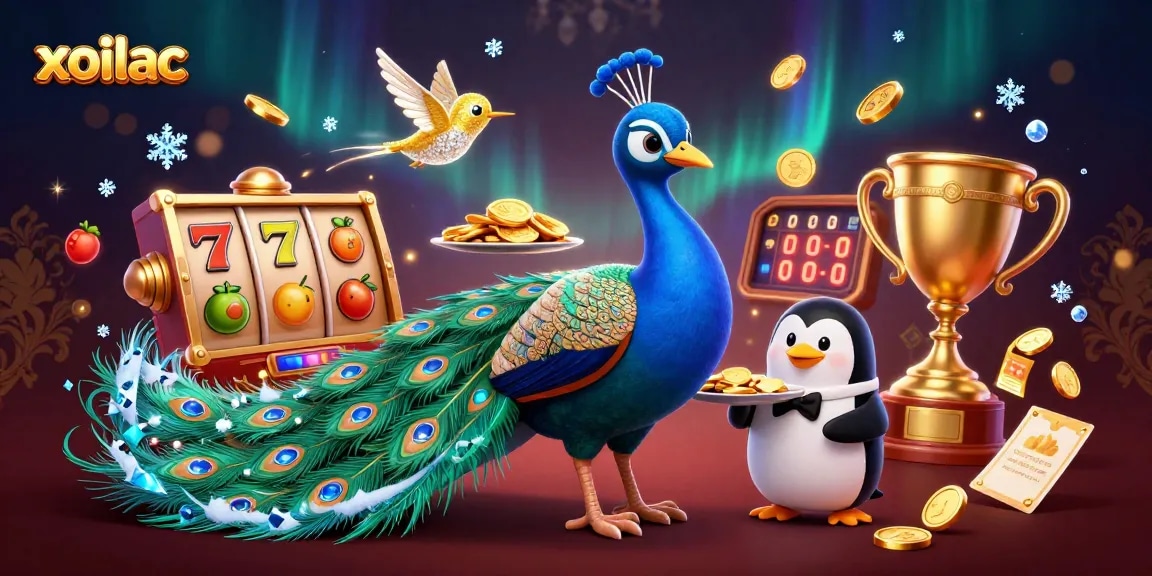 Experience the thrill at xoilac, where a vibrant casino scene showcases slot reels and dynamic characters.