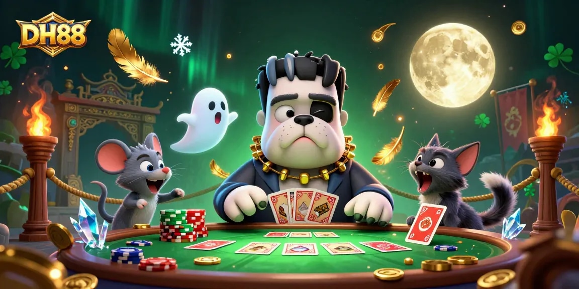 DH88 offers thrilling gaming experiences featuring a playful bulldog dealer and ghostly activities.