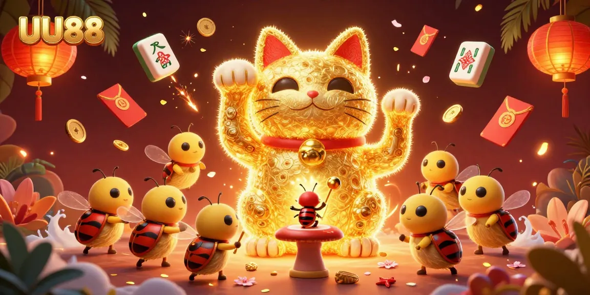Unleash winning potential at UU88 with vibrant casino art depicting lucky symbols and characters.