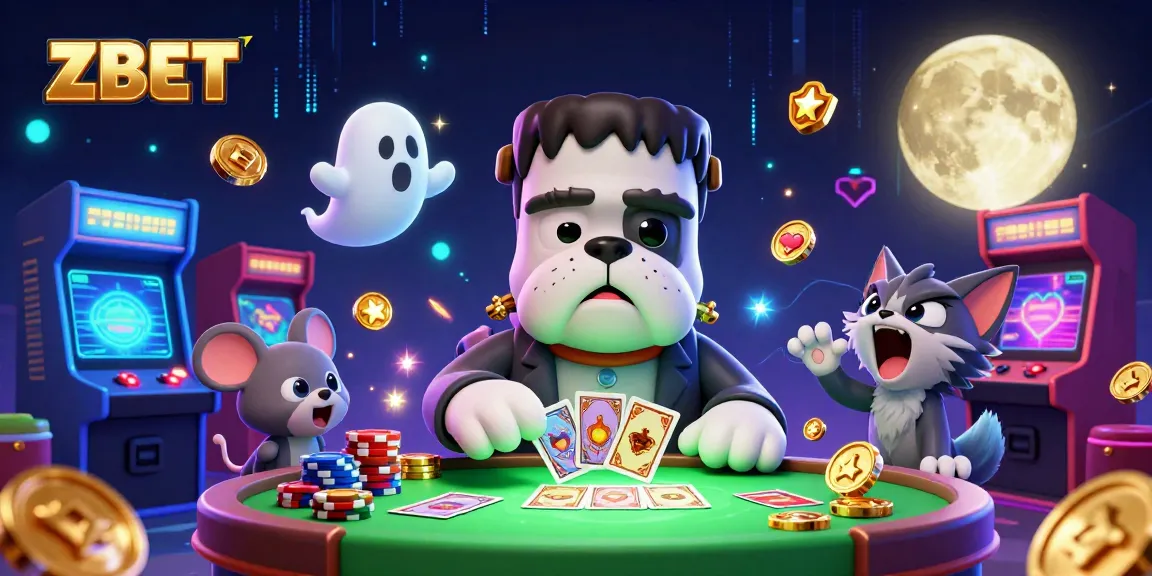 Engage with ZBET and experience a thrilling card game scene with energetic characters amidst a festive casino atmosphere.