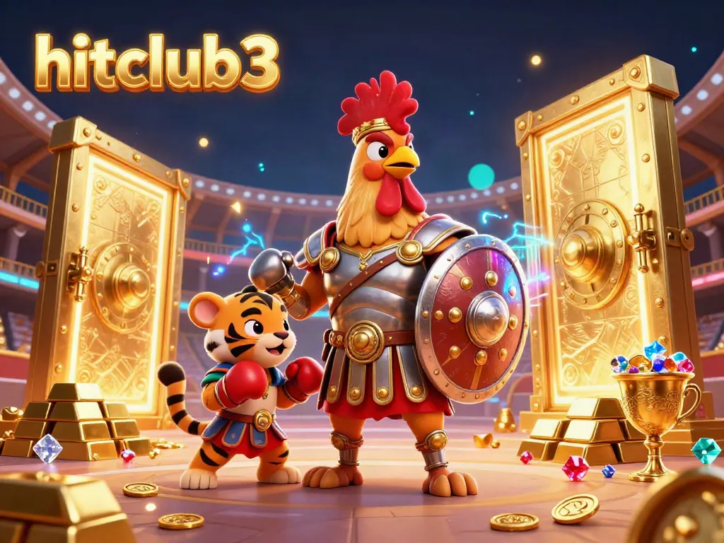 Engage in thrilling gameplay with hitclub3 featuring a dynamic colosseum scene with a gladiator rooster.