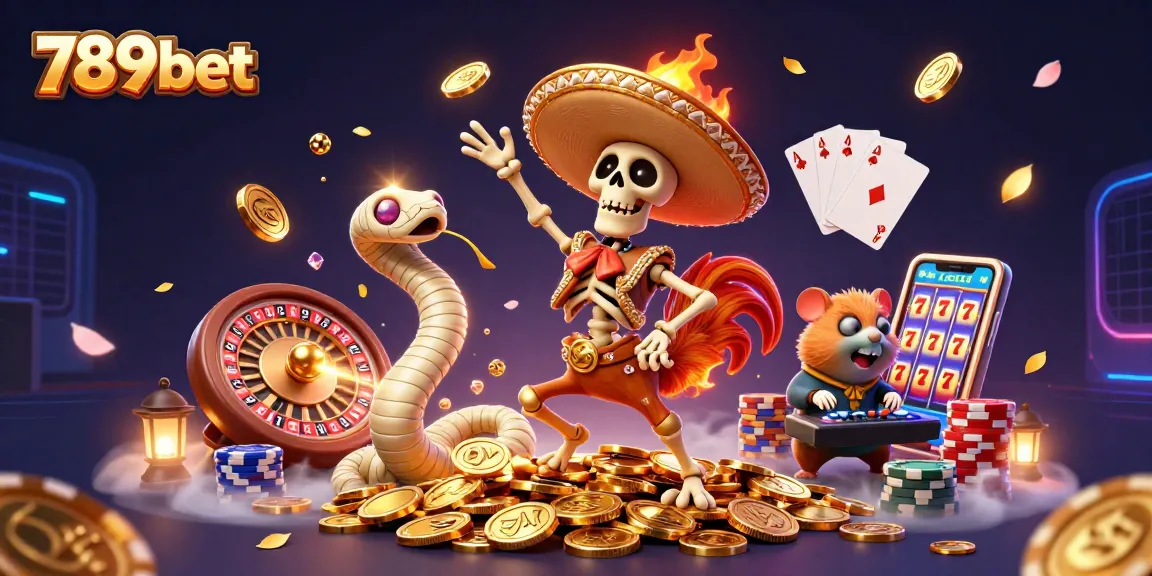 Experience the thrill of 789bet with vibrant casino action featuring a mariachi rooster and lively game elements.