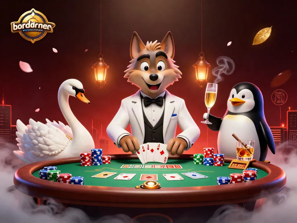 Experience the lively baccarat scene at bordnercolorado with animated characters showcasing strategy and excitement.