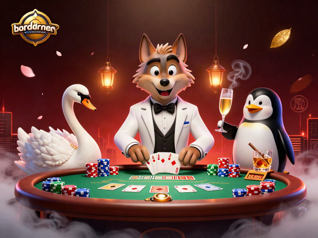 Experience the lively baccarat scene at bordnercolorado with animated characters showcasing strategy and excitement.