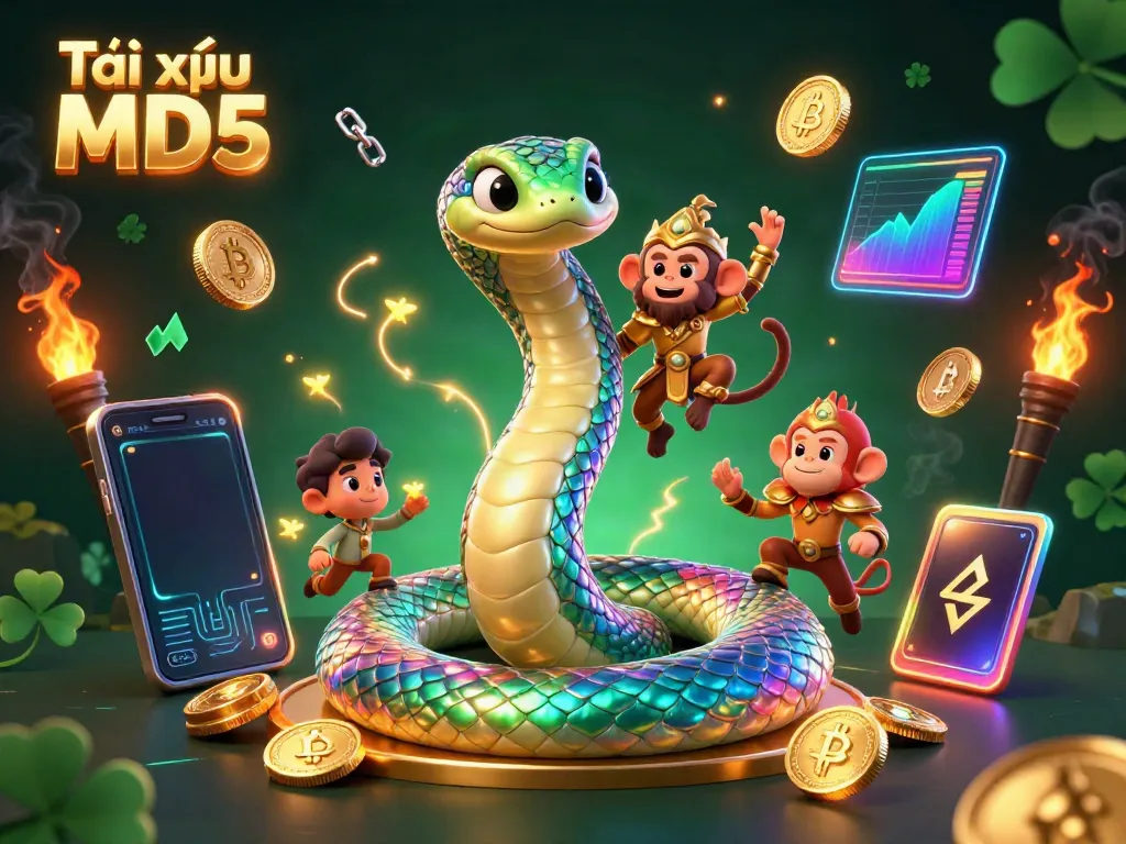Engage in thrilling gameplay at Tài xỉu MD5 with the dynamic scene of a rainbow serpent and monkey king.