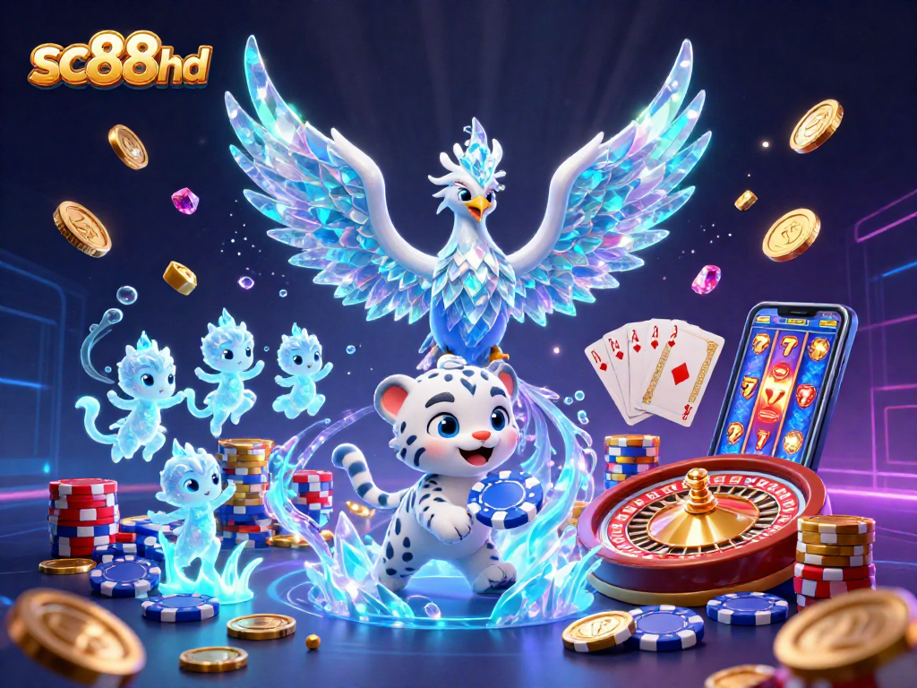 Play to win at sc88hd with an ice phoenix, poker chips, and dynamic casino elements.