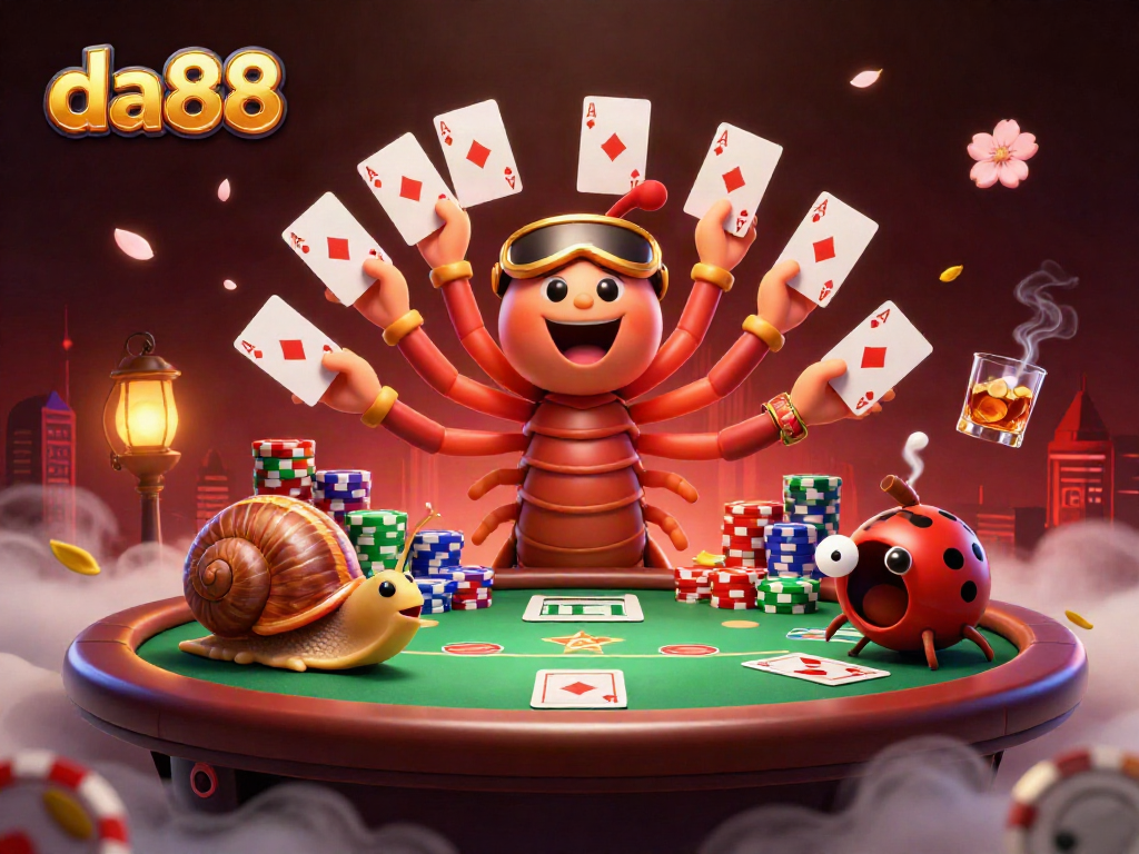 Experience thrilling action at da88 with colorful poker camaraderie in a vibrant 3D casino scene.