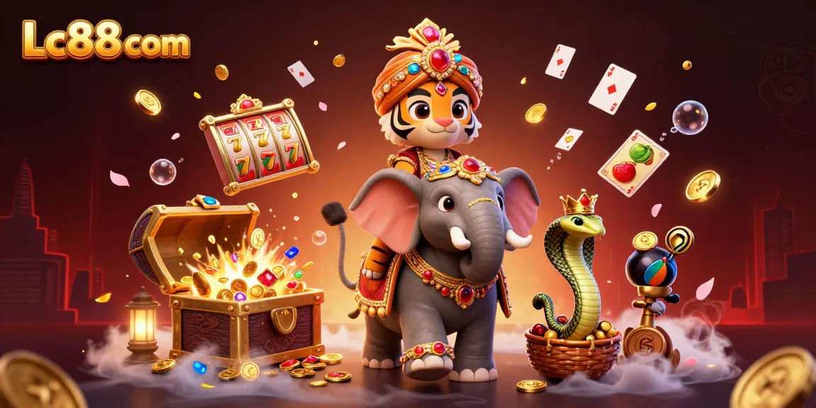 Experience winning moments at Lc88 com with our colorful casino adventure scene featuring luck and excitement.