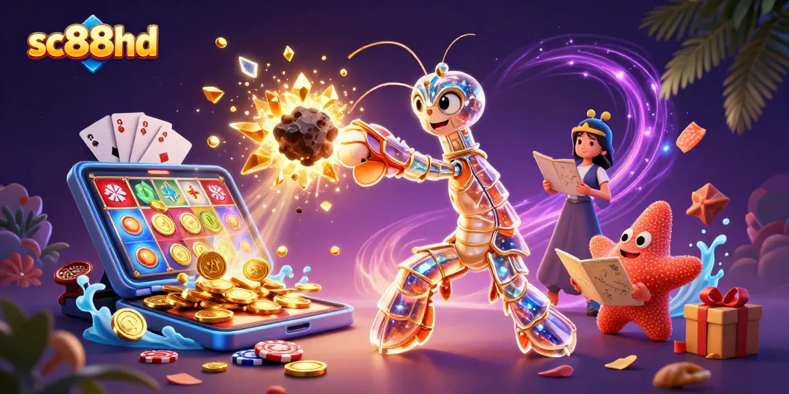 Play thrilling slots with sc88hd as the galactic samurai battles treasure in a vibrant casino scene.