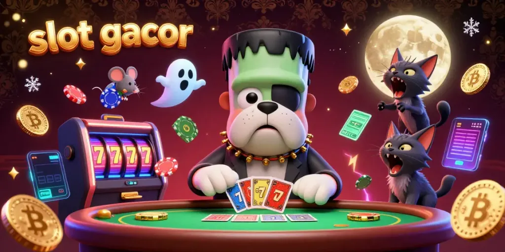 Experience the excitement of slot gacor with a vibrant casino scene featuring engaging characters and dynamic elements.