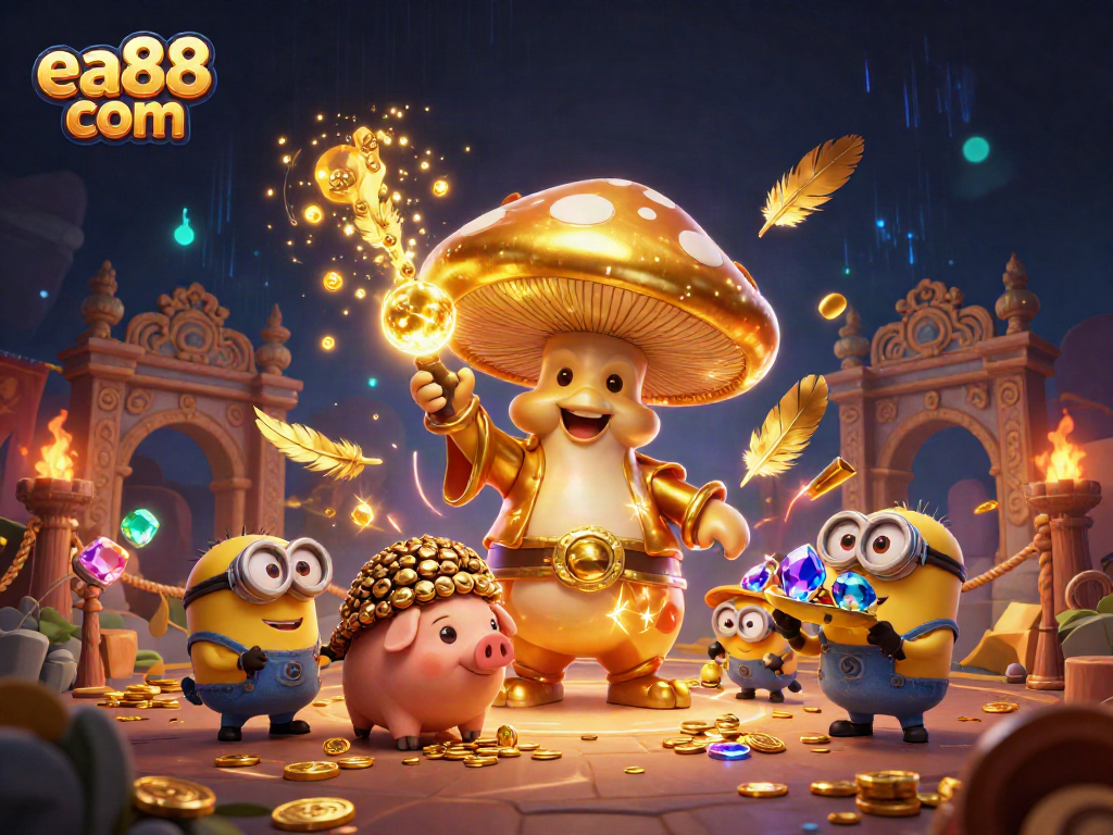 Enhance your luck at ea88 com with this vibrant 3D magical casino scene.