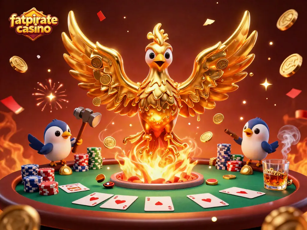 Experience thrilling games at fatpirate casino with a vibrant poker scene and golden phoenix.