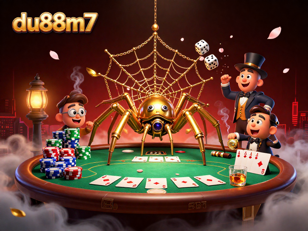 du88m7 captures the excitement of steampunk poker with engaging characters and vibrant casino elements.