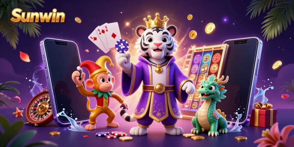 Spin and win on Sunwin with exciting casino elements in a vibrant 3D scene.