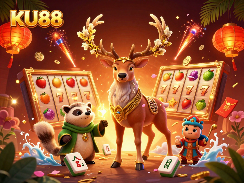 Engage with KU88's thrilling slots scene featuring vibrant characters and enticing gaming elements.