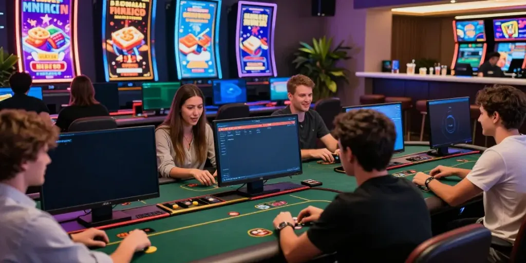 Exciting gaming atmosphere at H19 online casino with players enjoying interactive games and vibrant promotions.