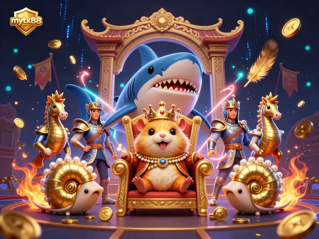 Engage in thrilling casino action with mytx88 featuring a hamster king and intricate game elements.