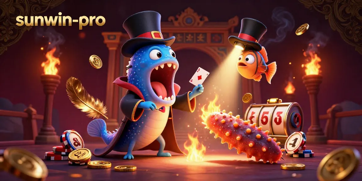 Watch the sunwin-pro character perform stunning card tricks in a captivating casino-themed 3D illustration.