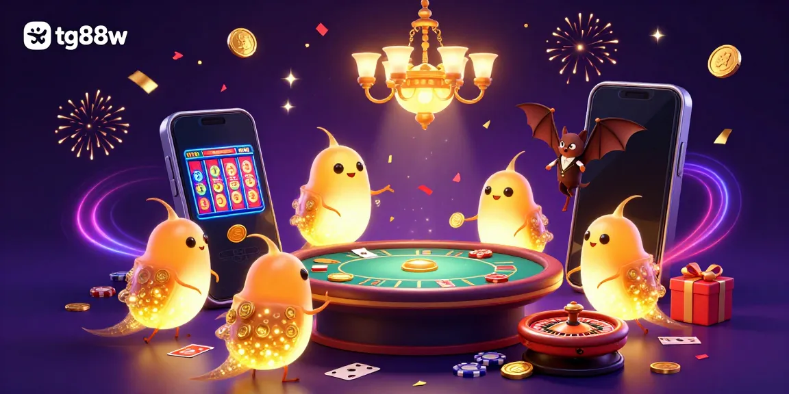 Engage in thrilling casino gameplay with tg88w's vibrant glowworm casino scene.