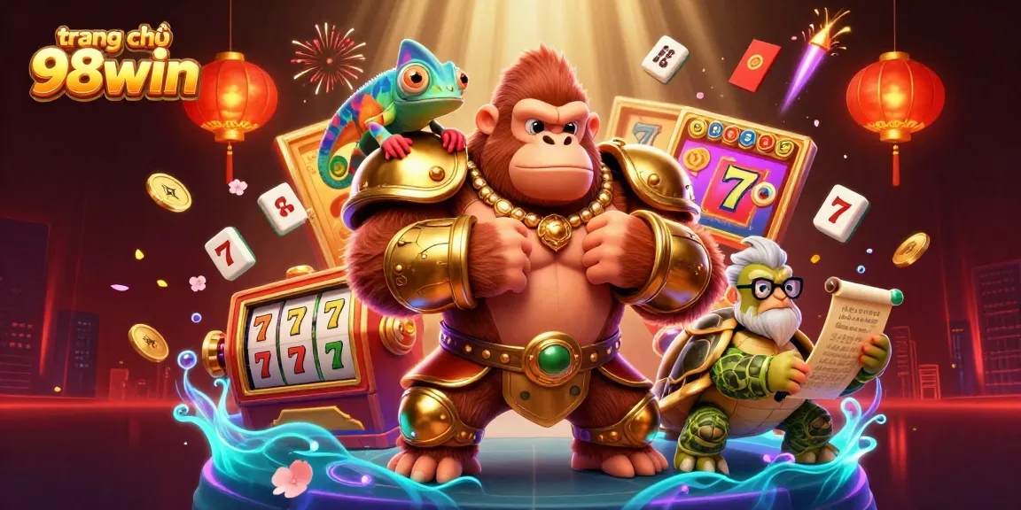 Engage in winning strategies with the vibrant scene at trang chủ 98win featuring dynamic characters and gambling elements.