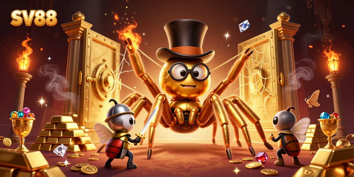 Engage in thrilling gameplay at SV88 as characters interact with golden casino elements and treasures.