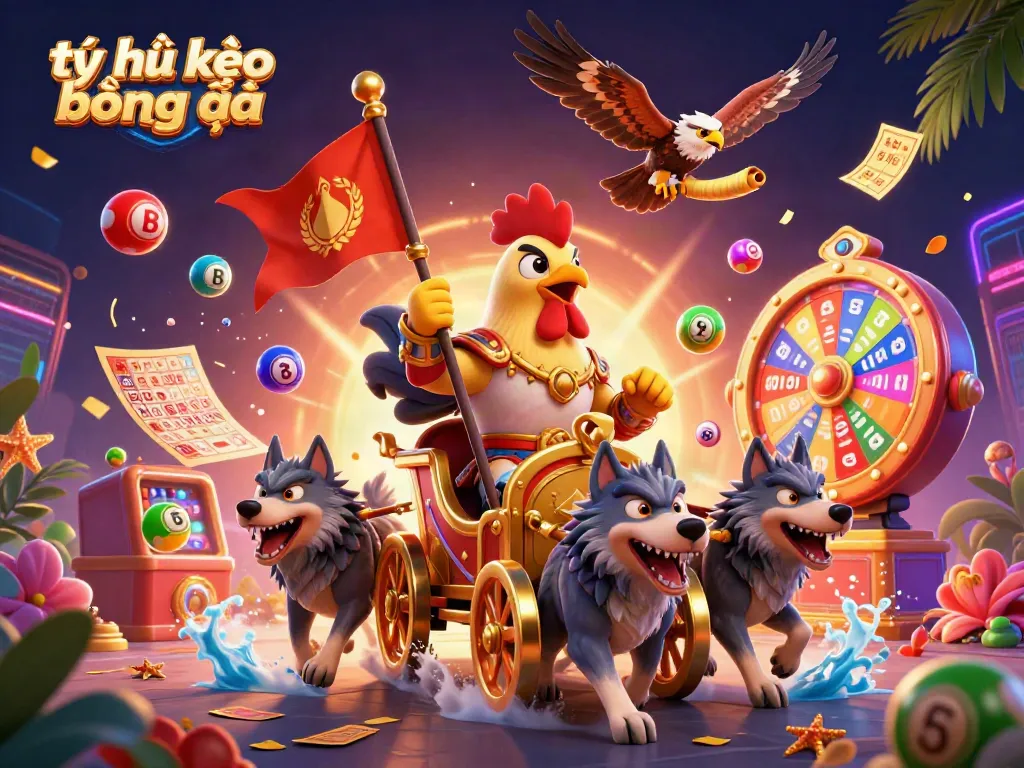 Engage with tỷ lệ kèo bóng đá through this dynamic 3D illustration showcasing triumph in gambling.
