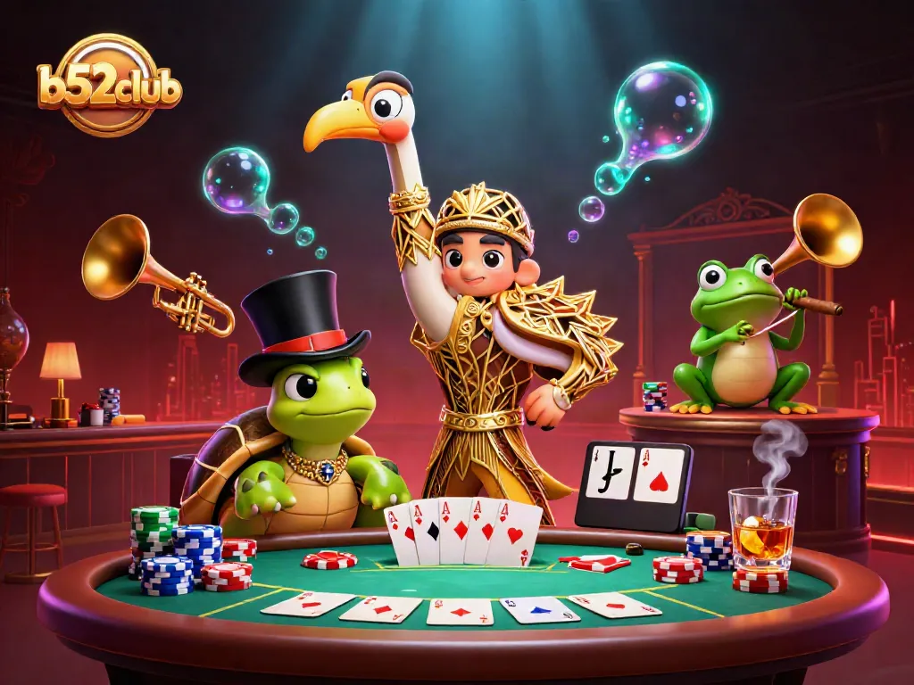 Engage in the thrilling atmosphere at b52club with vibrant gaming action and whimsical characters.