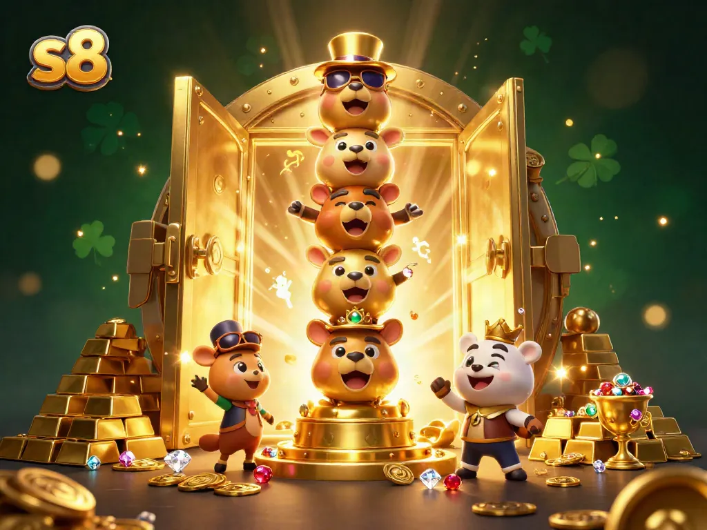 Experience winning with s8's vibrant casino universe in a dynamic and colorful 3D illustration.