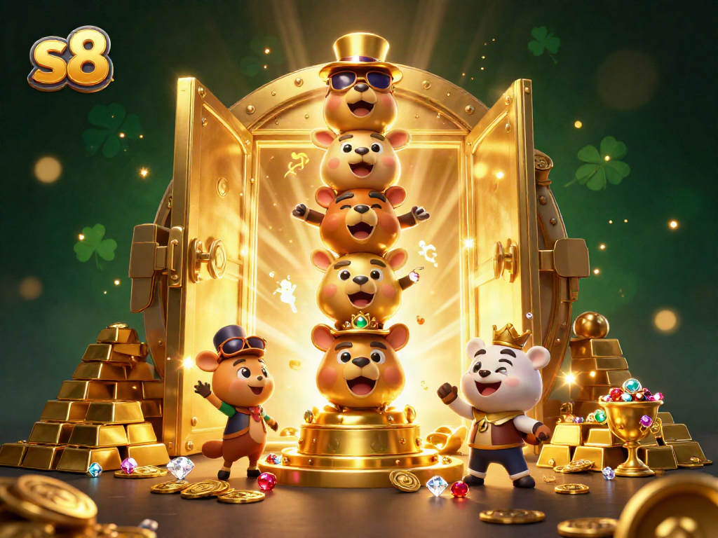 Experience winning with s8's vibrant casino universe in a dynamic and colorful 3D illustration.