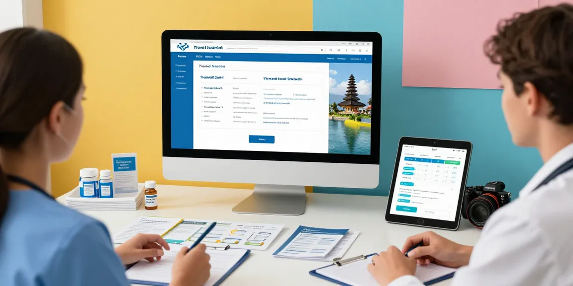 Vaccinaties Bali travel health advisory tools in a modern tech workspace.