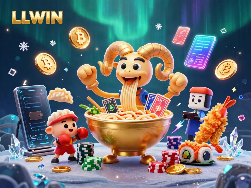 LLWIN features a vibrant casino-themed scene with unique gambling characters engaging in dynamic gameplay.