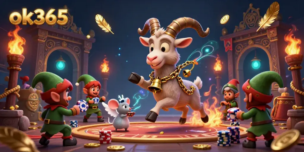 Experience excitement at ok365, featuring Krampus overseeing a lively casino heist by gremlins.