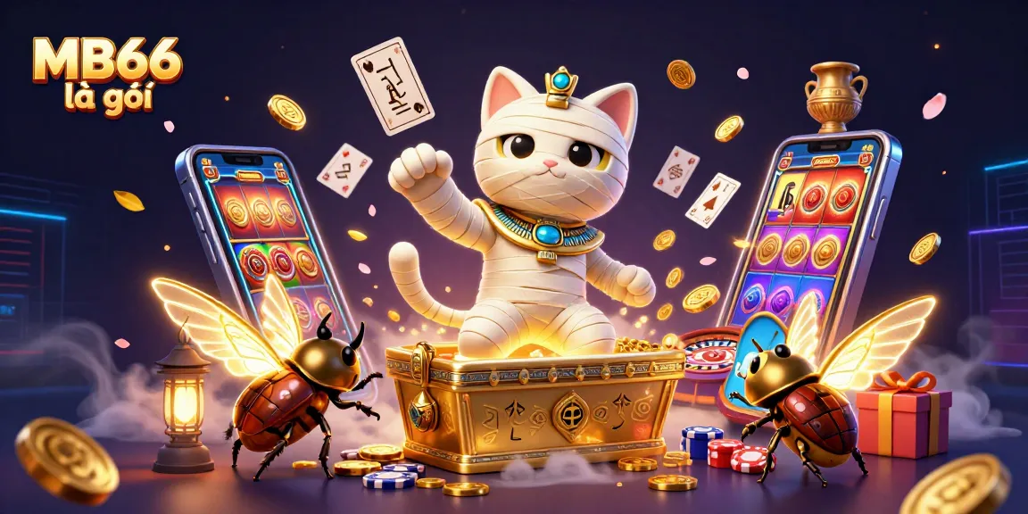 Engage with the thrill of MB66 là gì through this dynamic, colorful casino-themed illustration.
