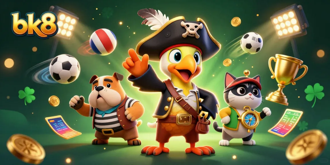 Join the fun with bk8 in this vibrant 3D illustration, featuring dynamic sports elements and lively characters.
