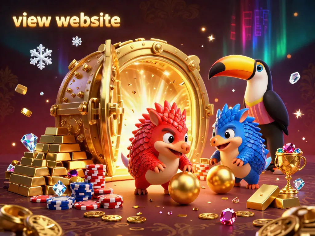 Exciting scene showcasing rival pangolins in red and blue scales bowling through poker chips; view website dynamic gaming.