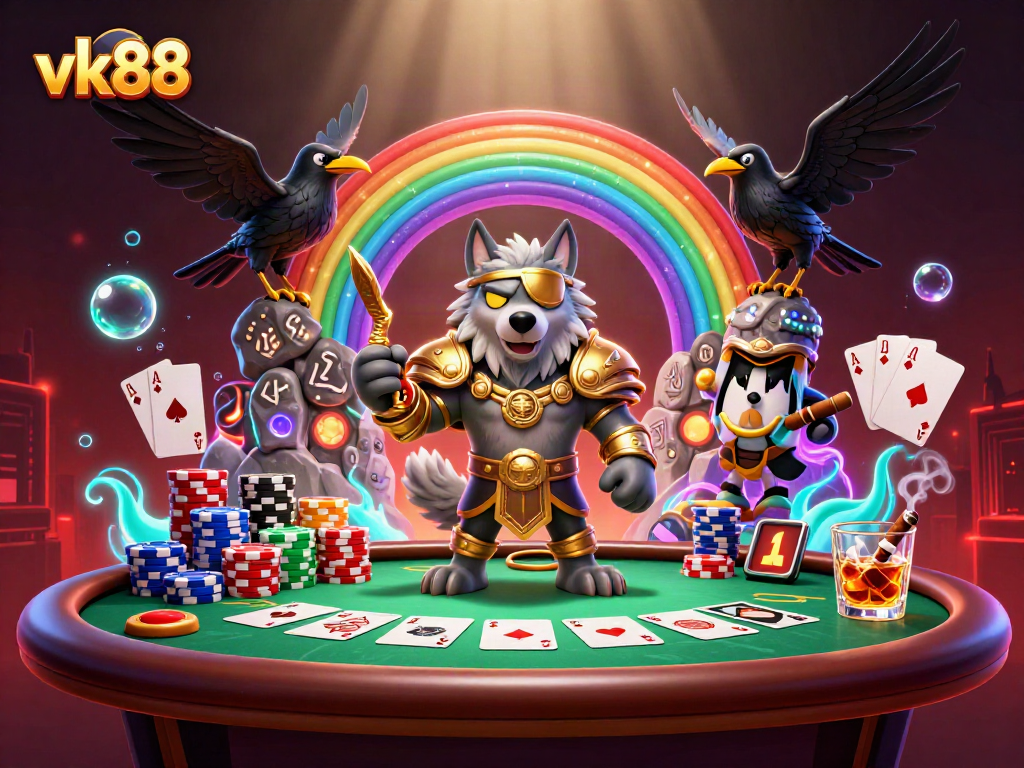 Experience thrilling gaming adventures at vk88 with an epic Norse-inspired casino scene.