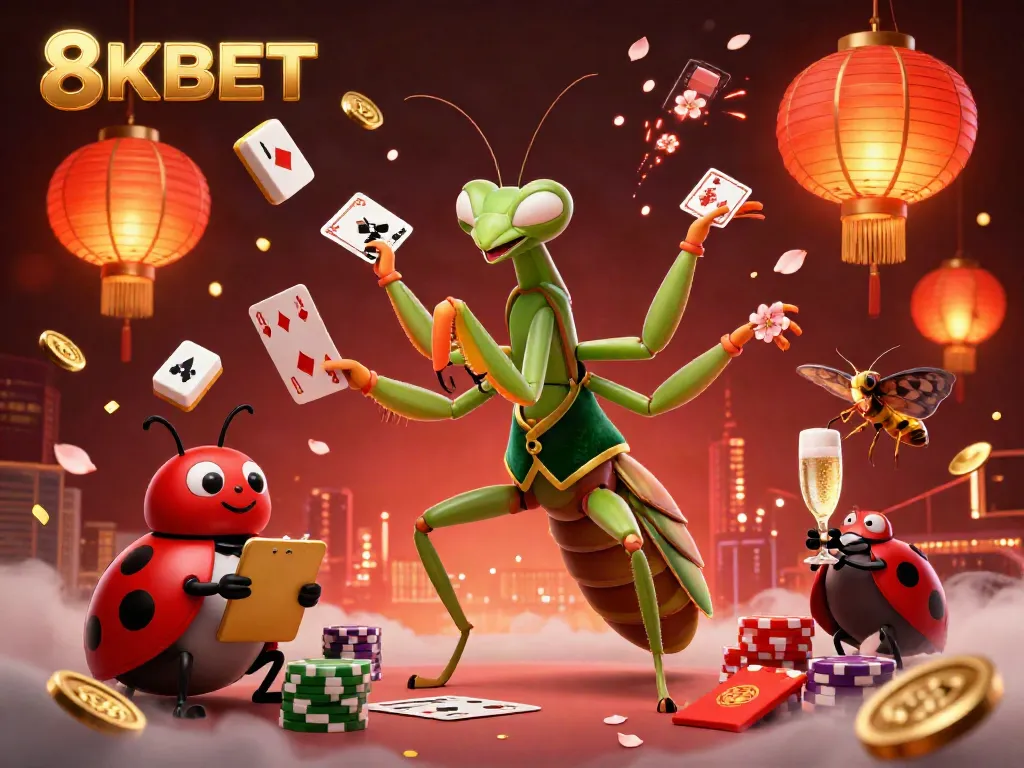 Experience the thrilling action at 8KBET's vibrant online casino environment with our engaging 3D illustration.