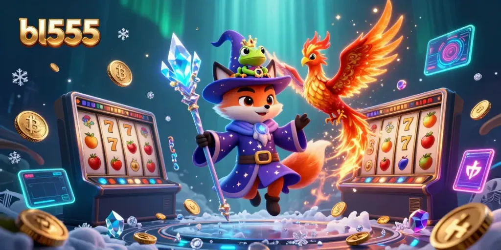 Experience the excitement of bl555 slot games with a mystical wizard, phoenix, and enchanted frog.