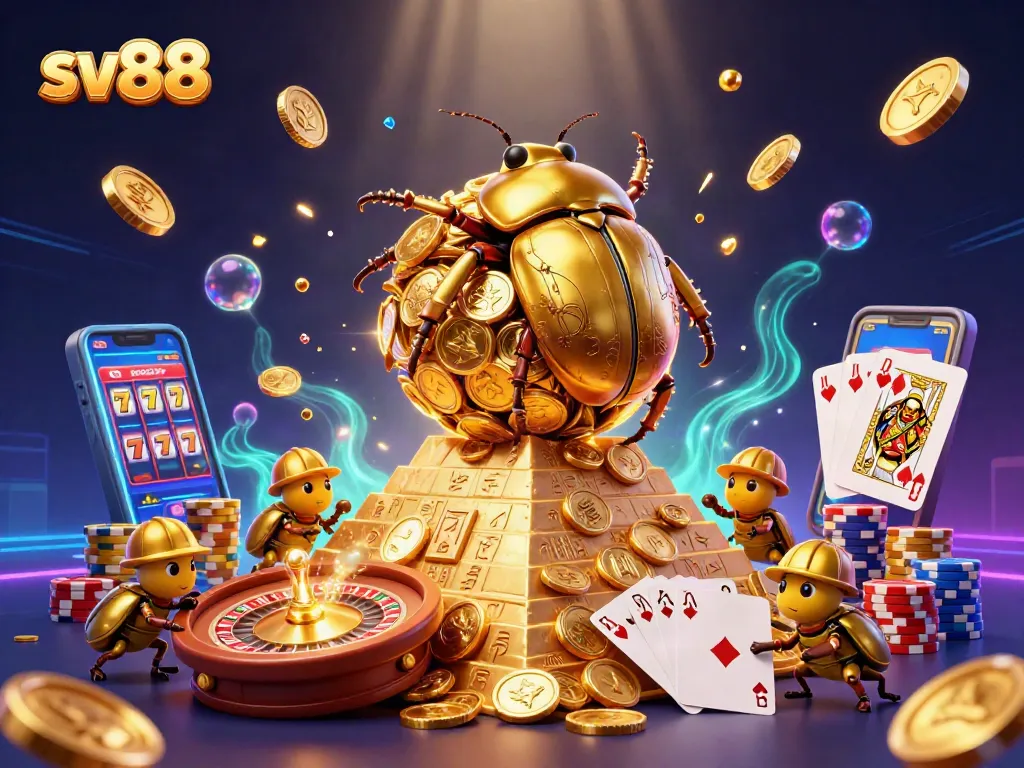 Spin the roulette at sv88 while golden coins rain down in a dazzling 3D casino scene.